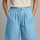 Relaxed Linen Shorts with Elasticated Waist and Side Pockets