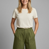 Relaxed Linen Shorts with Elasticated Waist and Side Pockets