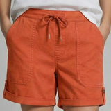 Relaxed Shorts with Drawstring Waist and Rolled Cuffs