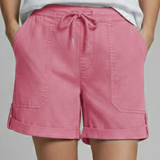 Relaxed Shorts with Drawstring Waist and Rolled Cuffs