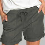 Relaxed Shorts with Drawstring Waist and Rolled Cuffs
