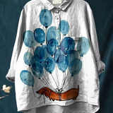 Ida | Casual Blouse with Artistic Balloon and Dog Print