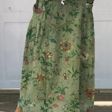 Ladies Retro Art Print Linen Skirt