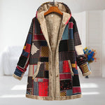Ilaria | Patchwork Print Fleece-Lined Hooded Coat