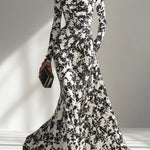 Nikita | Black & White Floral High-Neck Maxi Dress
