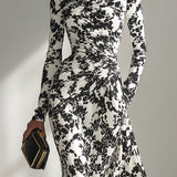 Nikita | Black & White Floral High-Neck Maxi Dress