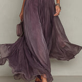 Flavia | Long Purple Dress with Keyhole Neckline
