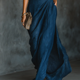 Cielo | Deep Blue Shirt & Draped Maxi Skirt Set