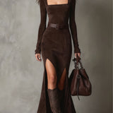 Ainsley | Faux Leather Maxi Dress