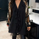 Lotus Leaf Knit Blouse in a Relaxed Fit