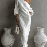 Aurora | Ivory One-Shoulder Flowing Maxi Dress