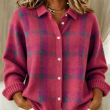 Ashley | Classic Checked knitted jacket with Collar