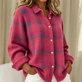 Ashley | Classic Checked knitted jacket with Collar