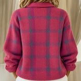 Ashley | Classic Checked knitted jacket with Collar