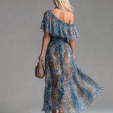 Selvaggia | Leopard Print Off-Shoulder Maxi Dress