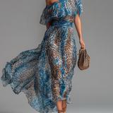 Selvaggia | Leopard Print Off-Shoulder Maxi Dress