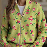 Lauren | Pink & Lime Floral Zip-Up Cardigan