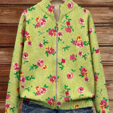 Lauren | Pink & Lime Floral Zip-Up Cardigan