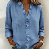 Sadie | Blouse with Ruffles, V-Neck and Long Sleeves