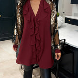 Lotus Leaf Knit Blouse in a Relaxed Fit