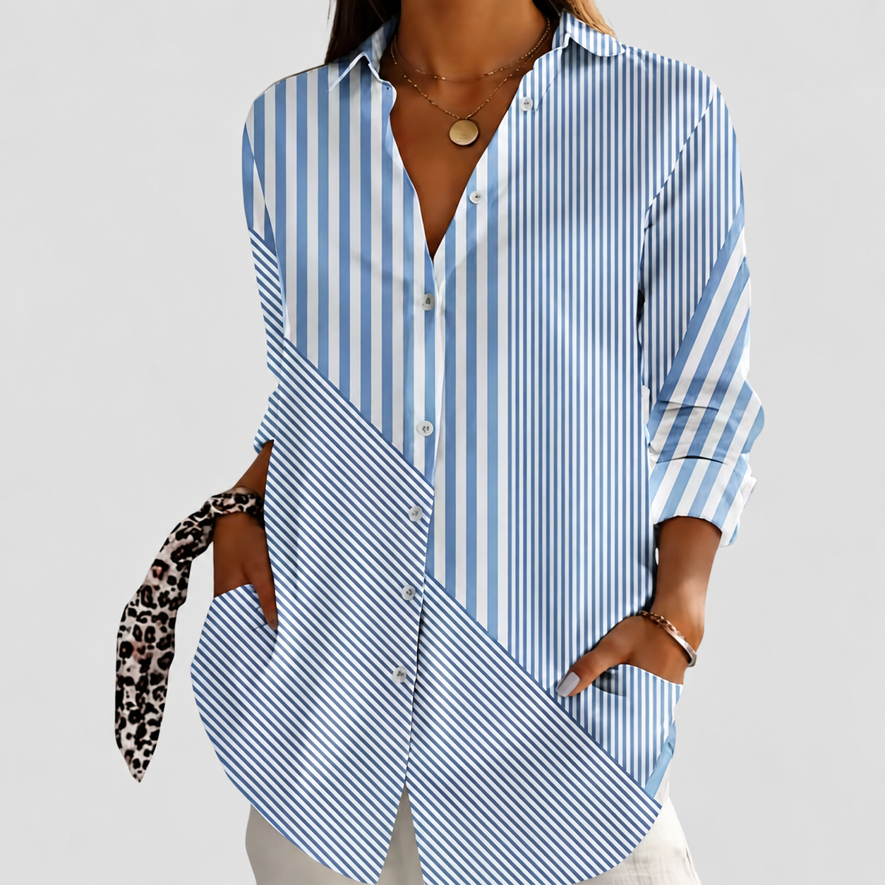 Addison | Elegant Blouse on a neutral light grey background