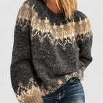 Angela Fair Isle jumper on a neutral grey background