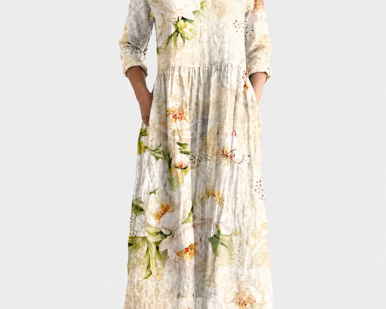 Anne | Timeless Floral Summer Dress on a grey background