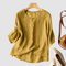 Aurora yellow embroidered blouse on a neutral grey background