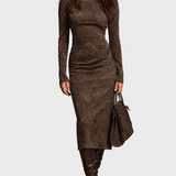 Ava | Suede Midi Dress on a grey background
