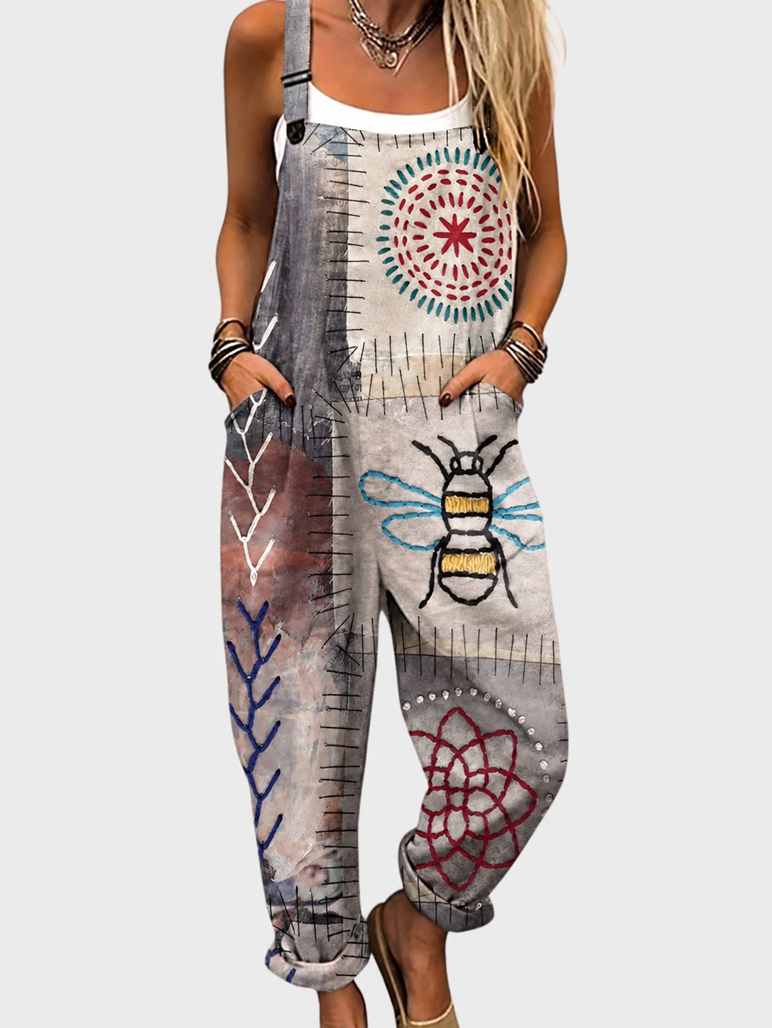 Bee Free Jumpsuit on a grey background