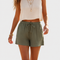Casual Linen Shorts with Elasticated Waist and Drawstring on a neutral light grey background