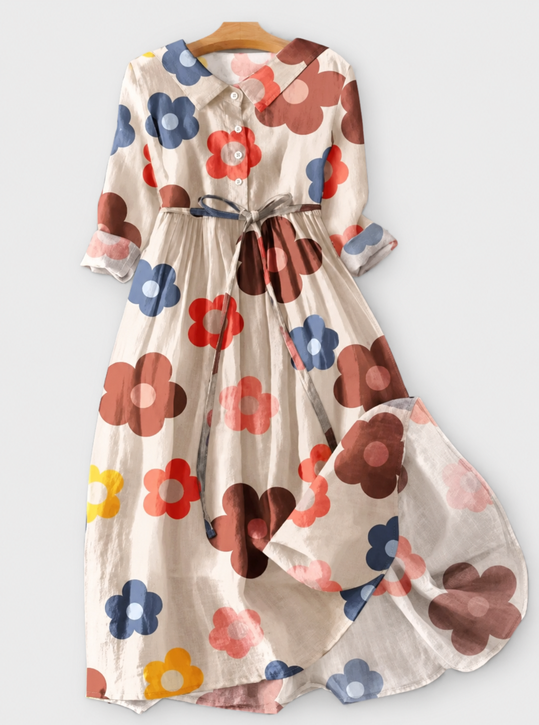 Cheryl | Retro Bloom Dress on a grey background