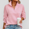 Jenica pink half-zip pullover on a light grey background