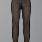 Black faux-sheer footless fleece-lined tights shown flat against a grey background.