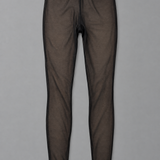 Black faux-sheer footless fleece-lined tights shown flat against a grey background.