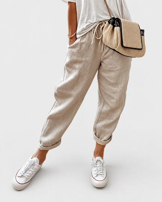 Aria | Elegant Trousers — grey studio background