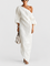 Aurora | Ivory One-Shoulder Flowing Maxi Dress — grey studio background