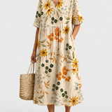 Beverley | Half Sleeve Dress — grey studio background