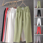 Classic Cotton Linen Trousers with Elasticated Waist