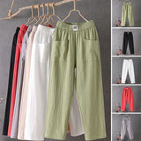 Classic Cotton Linen Trousers with Elasticated Waist