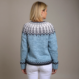 Mira | Pale Blue Snowflake Icelandic Cardigan