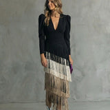 Chiara | Elegant Dress with Fringed Sleeves