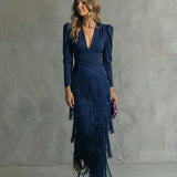 Chiara | Elegant Dress with Fringed Sleeves
