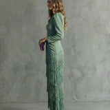 Chiara | Elegant Dress with Fringed Sleeves