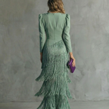 Chiara | Elegant Dress with Fringed Sleeves