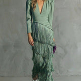 Chiara | Elegant Dress with Fringed Sleeves