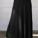 Elegant High Waist Pleated Midi Skirt with Elasticated Waistband