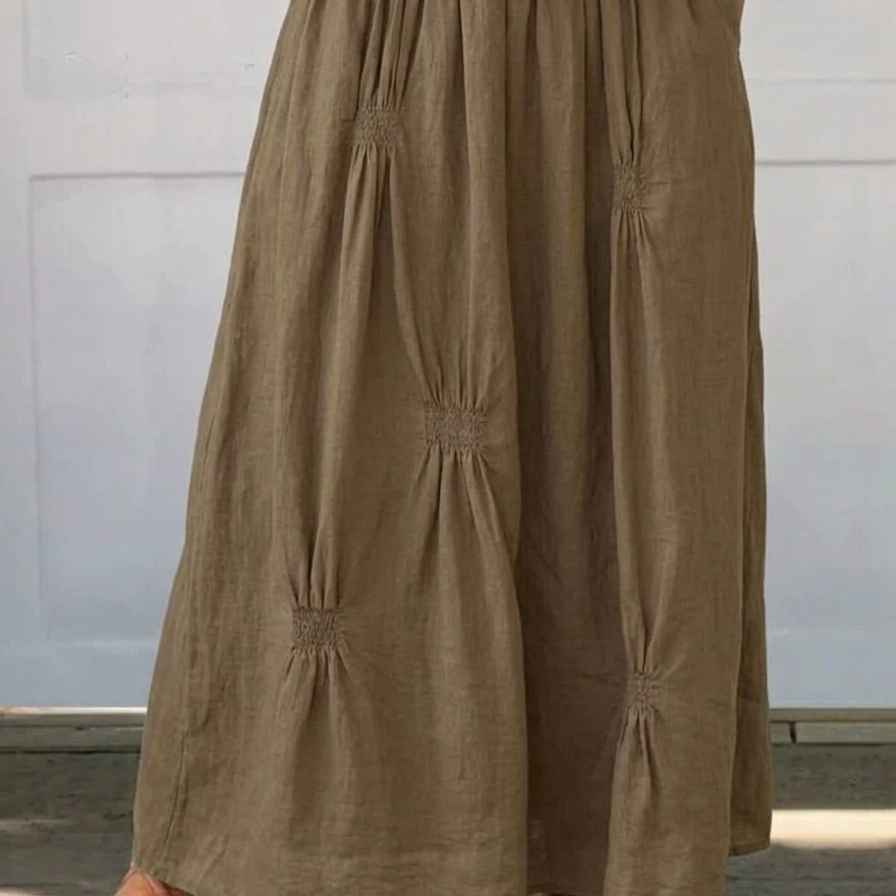 Relaxed Flowy Maxi Skirt with Elasticated Waist and Pintuck Detail