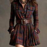 Magdalena | Elegant Short Check Dress