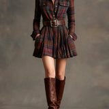 Magdalena | Elegant Short Check Dress